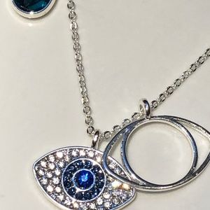 Swarovski Duo Evil Eye Necklace Sterling Silver